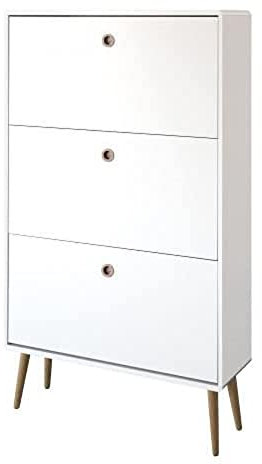 Hoppekids Softline Schuhschrank / Kommode, 81 x 141 x 26 cm (B/H/T), MDF Holz, Weiß, schlicht, ca. 24 Paar Schuhe