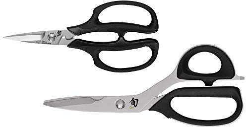 Shun Cutlery 2 Piece Kitchen Shear Set, Stainless Steel Cooking Scissors, Blades Separate for Easy Cleaning, Comfortable, Non-Slip Handle, Kitchen Shears Heavy Duty