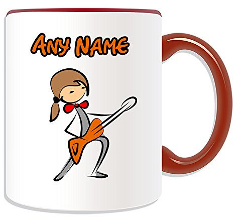 Personalised Gift - Electric Guitar Mug (Sport and Hobby Design Theme, Colour Options) - Any Name/Message on Your Unique - Music Jazz Bass Band Rock Musical Instrument Player