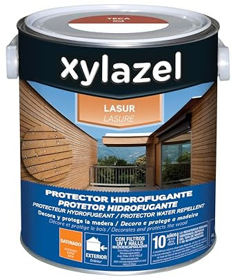 XYLAZEL 2163004 Lasur Protector Hidrofugante Satinado, Color Teca, 2.5 l