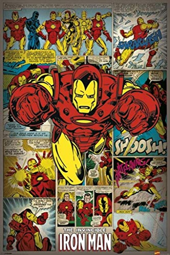 Marvel Iron Man retro Maxi Poster, Multi-Colour