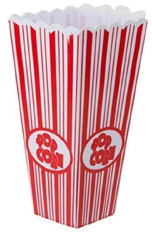 PMS TAPERED SQUARE PLASTIC POPCORN CONTAINER W/RED PRINT - Pack of 4