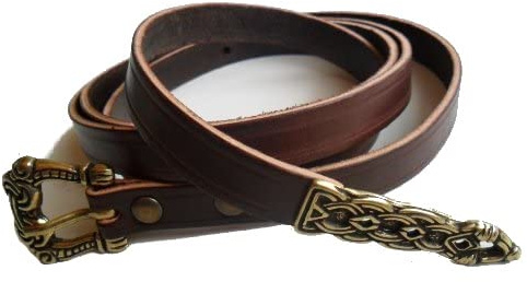 Auroris Mittelalterlicher Gürtel schmal 160 x 1,5 x 0,25 cm braun mit Schnalle und Riemenende