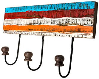 Vintage Garderobe Kleiderhaken Shanta 40cm groß 3er Haken | Hakenleiste Wandhaken für die Wand oder Tür | Kleiderhakenleiste Garderobenhaken aus Metall | handtuchhaken im Bad oder Küche