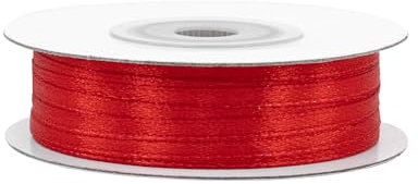 Satinband 3mm x 50m Rolle - FARBAUSWAHL in 3/6/12/18/25/38/50/75/100mm - farbecht & waschbar - Schleifenband für Hochzeit - Geschenkband zum Verpacken Dekorieren Basteln - Rot 250