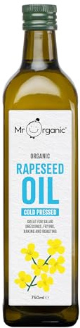 Mr Organic Cold-Pressed Rapeseed Oil - 750ml | Versatile Oil - Perfect for Salad Dressings, Frying, Baking & Roasting - Organic & Vegan
