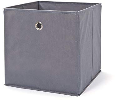 Inter Link – Faltbare Aufbewahrungsbox – Klappbarer Objekthalter – Stoff Faltbox – Aufbewahrungsbox für Raumteiler oder Regale – 32 x 32 x 32 cm – Mit Fingerloch – Winny – Grau