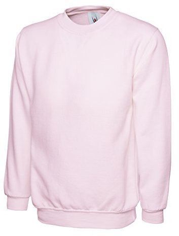 Uneek, Maglioncino girocollo tinta unita, classico, 300 g, rosa, XL