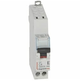 407709 Disjoncteur unipolaire + neutre 4A - 1P+N Courbe C - 6/10kA - Automatique et vis - Legrand DX3