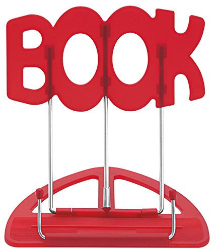 Wedo 21119902 Leseständer Book (aus Kunststoff, stufenlos verstellbar, vernickelte Bügel) rot, 31 x 17,5 x 0,5