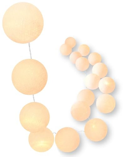 CREATIVECOTTON LED Lichterkette mit Cotton Balls inkl. Timer und Dimmer (Honey, 35 Kugeln)