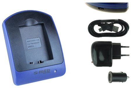 Ladegerät (USB, KFZ, Netz) für DMW-BMB9 // Panasonic Lumix DMC-FZ40 FZ45 FZ60 FZ82 ... / Leica V-LUX 2, 3... s. Liste!