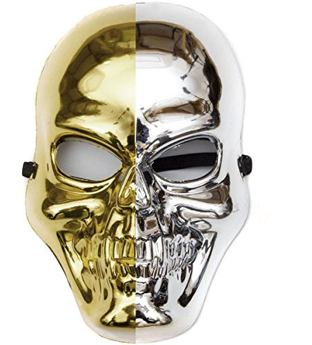 Glänzende Skelett Maske in Gold & Silber Gevatter Tod Halloween Skelettmaske - Goldene Skull Mask