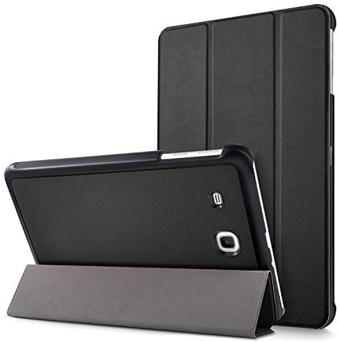 MAMA MOUTH Samsung Galaxy Tab E 9.6 Ultra Funda, Ultra Slim Ligera PU Cuero con Soporte Funda Caso Case para 9.6 Samsung Galaxy Tab E 9.6 T560 T561 Android Tablet,Negro