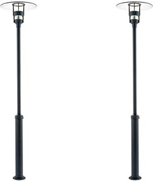 Konstsmide 2er Set Mastleuchte / Gartenlaterne FREJA, Höhe 232 cm, Alu schwarz / Glas klar, E27, 524-750