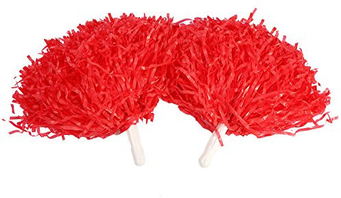 Cheerleading Pompons 6 Stücke Cheerleader Sport Party Tanz Zubehör Hand Blumen Pompons Prost-7 Farben zu wählen (Farbe : Rosen-Rot)