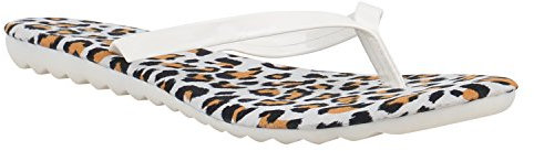 Damen Zehentrenner Beach Schuhe Lack Flats Sandalen 155749 Weiss Leopard 36 Flandell