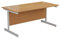Office Hippo Heavy Duty Rectangular Cantilever Desk, Home or Office Table + Integrated Cable Ports, PC Desk - White Frame/Oak Top, 120cm x 60cm