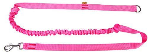 Dingo Canicross Leine mit Stoßdämpfer, 1 Griff, leicht, Zugabsorption, anbringbare Leine zum Laufen, Sport, Joggen, Training, Polyamid, handgefertigt, Rosa 14694-2