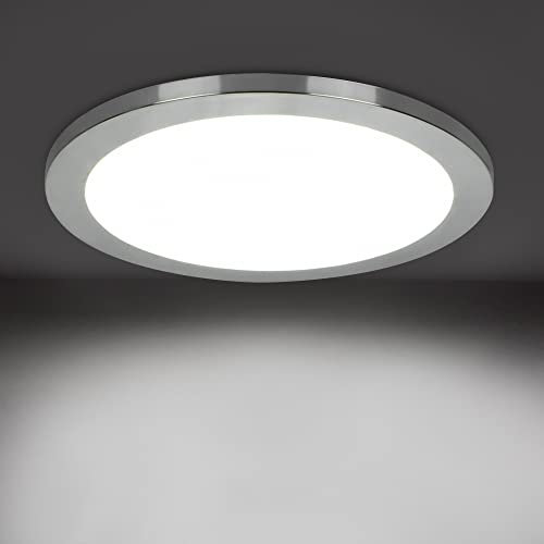 PADMA LED Ceiling Light Fitting, Bathroom Lights Ceiling Waterproof IP44, 15W 1200 LM 6500K Ultra-Thin Ceiling Light, Round Flush Ceiling Lights for Bedroom, Hallway, Living Room, Cold White Ø 26cm