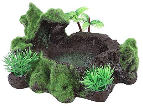 Comedero de resina para reptiles, plantas de simulación de reptiles, cuenco de alimentación de alimentos, recipiente de agua para tortuga, lagarto, Iguana, camaleón, gecko