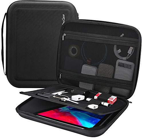 ProCase Custodia Portafoglio per iPad Pro 12.9” 2020 2018/Galaxy Tab S7 Plus 12.4/ Surface Pro X/Pro 7 6 5 4 3 2 1 (12.3)/Macbook Air 11, Custodia da Viaggio per Tablet fino to 12,9 -Nero