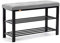 HNNHOME Sirius Shoe Bench 3-tier Shoe Rack Storage Shelf Organiser with Padded Cushion Seat, Steel Frame, for Entryway Hallway Living Room Industrial Accent Furniture 81x32xH50cm (Light Grey, Linen)
