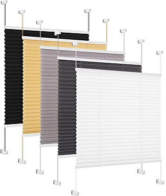 Eurohome Plissee Weiß 105x100cm klemmfix ohne Bohren Easyfix für Fenster und Türen