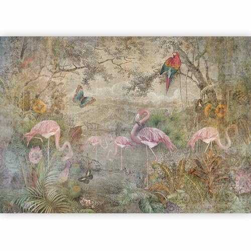 murando - Papier peint panoramique animal 450x315 cm - Revêtement mural décoration salon - Design moderne - Marron blanc gris vert - Nature coloré animaux paysage rétro ancien g-C-0392-a-a