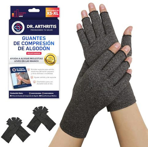 Von Ärtzten Entworfen, Kompressionshandschuhe, Fingerlose Athrose Handschuhe, Handbandage für Sehnenscheidenentzündung und Arthritis, Bequeme und Stützende, 2 Paar, Grau, M