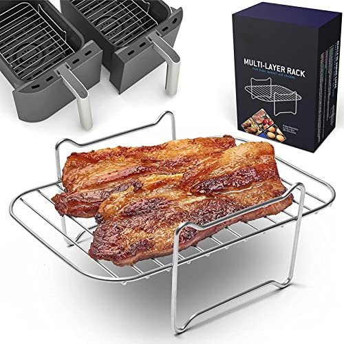 Air Fryer Rack For Ninja Dual Air Fryer, 304 Stainless Steel Multi-layer Dehydrator Rack Rack Nonstick Air Fryer Accessories Compatible With Double Basket Air Fryer