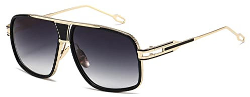 Kimorn Sonnenbrille für Herren im klassischen Retro-Design, Metallrahmen, AE0336, Goldener Rahmen, graue Linse