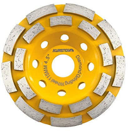 KURSTOL Diamond Grinding Cup Wheel - 4.5/115mm Double Row Angle Grinder Cup Wheel for Cutting,Grinding,Smoothing,Shaping Concrete,Marble,Granite,Masonry,Brick 7/8-5/8 Arbor