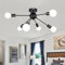 MRHYSWD Sputnik Ceiling Light Black Modern Light Fittings Ceilings, 6 Lights Vintage Ceiling Lamp Industrial Ceiling Lights Living Room Bedroom Kitchen Hallway with E27 Socket (Without Bulbs)