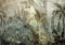 decomonkey Fototapete selbstklebend Dschungel 343x256 cm XXL Selbstklebende Tapeten Wand Fototapeten Tapete Wandtapete klebend Klebefolie Deko Modern Natur Pflanzen Blätter Beton Optik Grün Grau