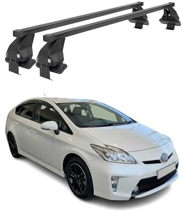 OMAC Menabo Dachträger für Toyota Prius+ XW20 2012-2016 Stahl Schwarz | DIN 75302:2019 & ISO/PAS 11154:2006 geprüft, Abschließbar, City-Crash-getestet, bis 50 kg Traglast, Querträger, Grundträger