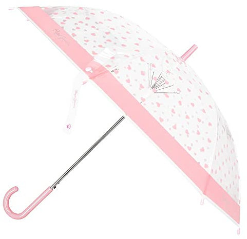 Pepe Jeans Evelin Ombrello Rosa Poliestere con bastone in Alluminio, Rosa, Ombrello