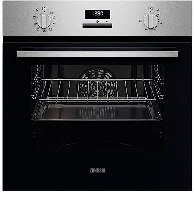 Zanussi ZOHNE2X2 Horno Multifunción, 7 funciones, Reloj programador electrónico, Limpieza fácil, Mandos Fijos, Display LED, Antihuellas, Inox, Clase A, 65 Litros