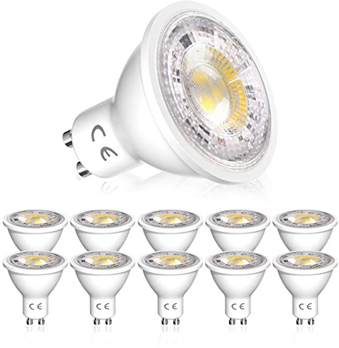 Bonlux Ampoule LED GU10 Blanc Froid 6000K, Dimmable Ampoules GU10 LED 5W équivalent 50W Lampe Halogène, AC 230V 400LM 38° Larges Faisceaux Ampoule Spot Culot LED GU10 pour Salon(Lot de 10)
