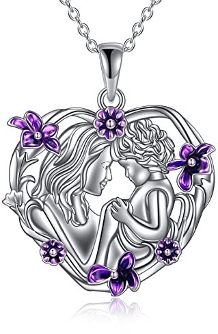 YAFEINI Mutter und Tochter Halskette 925 Sterling Silber Mutter Herz Halskette Weihnachten Geburtstag Anhänger Muttertag Kette Schmuck Geschenke für Mutter Tochter