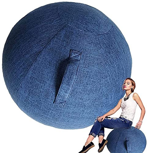 NILoykg& Yoga-Ball Hülle, Hülle Für Gymnastikball,Faltbarer Stoffbezug Pilates Yoga Ball/Büro Ball Balance Ball Übungsballhülle Mit Griff Gymnastikballhülle Für Sitzball,Blau,75cm