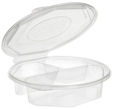 PAPSTAR 100 Menüboxen mit Klappdeckeln 800 ml, PP 3-geteilt 21,5 x 21,5 cm transparent 8-eckig