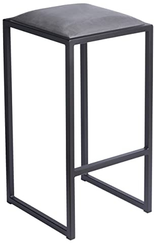 Ferro Barhocker Schwarz 64 cm - Metall Barstuhl ohne Lehne gepolstert | Loft Design kompakte Sitzlösung für Küche, Hausbar und moderne Wohnbereiche
