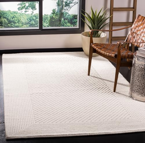 Safavieh Naturfaser Teppich für Wohnzimmer, Esszimmer, Schlafzimmer - Natural Fiber Collection, Kurzer Flor, Elfenbein, 120 x 120 cm