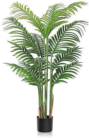 Dremisland Artificial Areca Palm Plant 120CM Tall Fake Palm Tree with 12 Trunks Faux Foliage Plants Potted Large Dypsis Lutescens Plants forHome Office Living Room Floor Decor Indoor