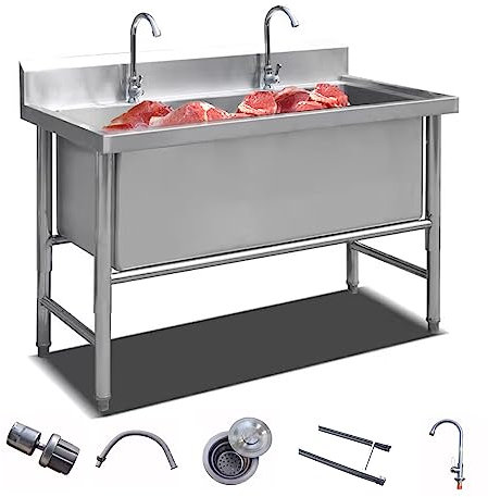 Fregadero Comercial Pila de Lavar,Fregadero Comercial Portátil,Fregadero exterior Camper,Fregadero De Cocina Comercial,con Grifo Y Desagüe(39.4 * 23.6 * 31.5in)