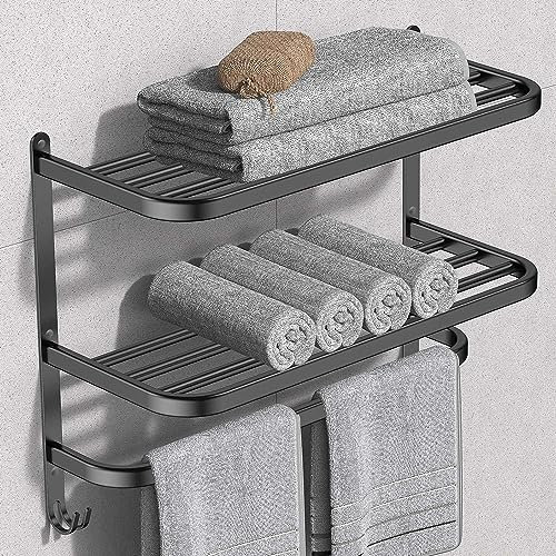 Porte Serviette Mural et sur Pied - Accessoire Salle de Bain - Sèche Serviette Noir - Support et Range Serviette