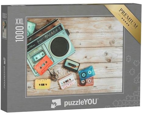 Puzzle 1000 Teile XXL „Retro Technologie: Radio-Kassettenrekorder mit Kassetten“ – aus der Puzzle-Kollektion Nostalgie