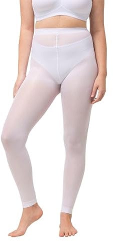Ulla Popken Damen, 60den Strumpf-Leggings, 60 Denier, Weiß, 46-48