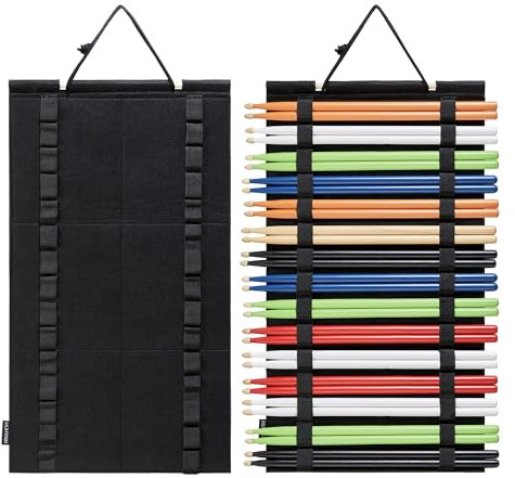 HUHYNN Hängender Drumstick-Halter, Drumstick-Display für 15 Paar Drumsticks, Drumsticks Halter Organizer (schwarz)